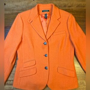 Ralph Lauren Women Blazer Jacket Orange 100% Wool Size 12